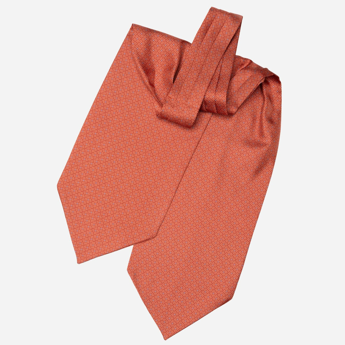 Italian Orange Patterned Silk Ascot Tie