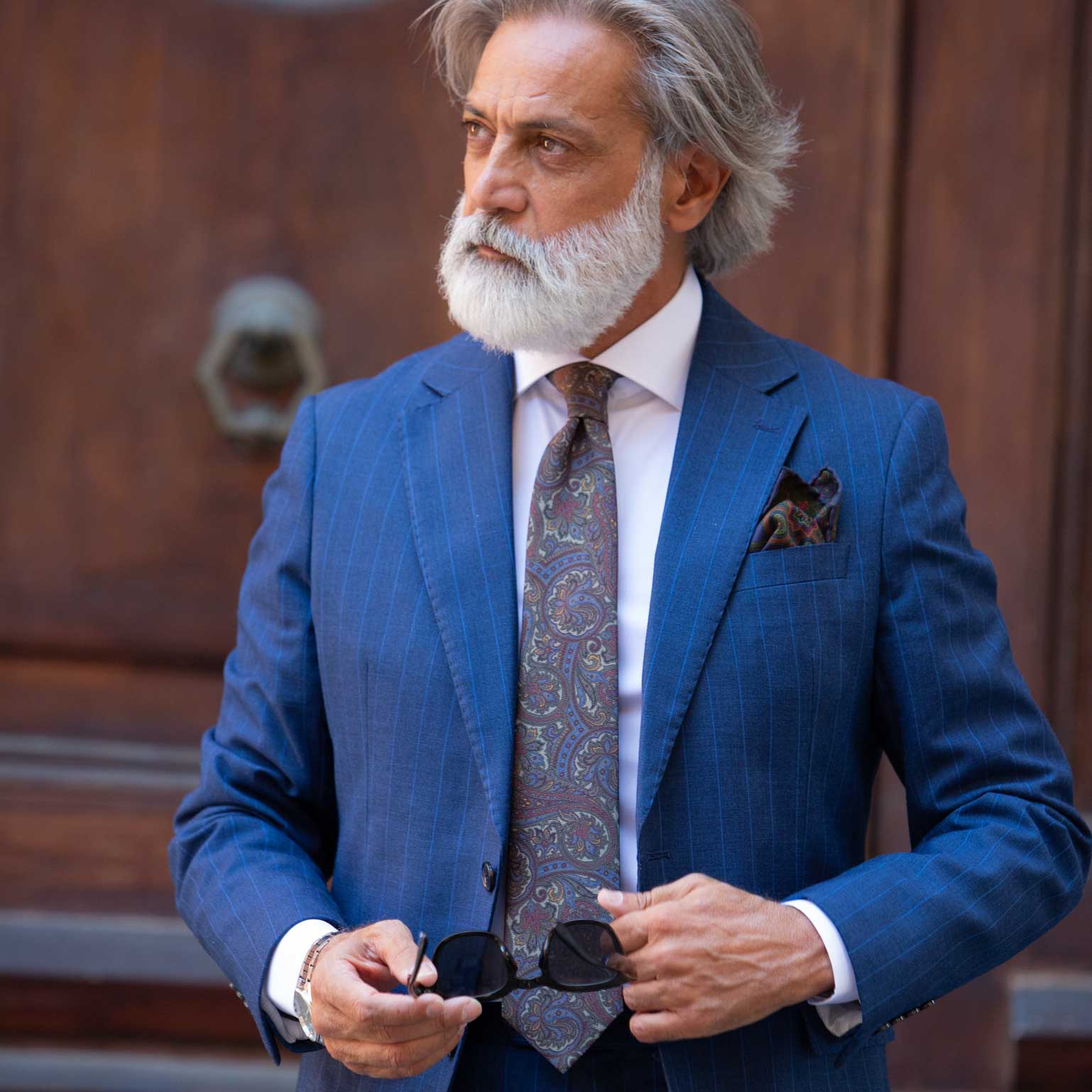 Men's luxury designer woven silk tie made in Italy