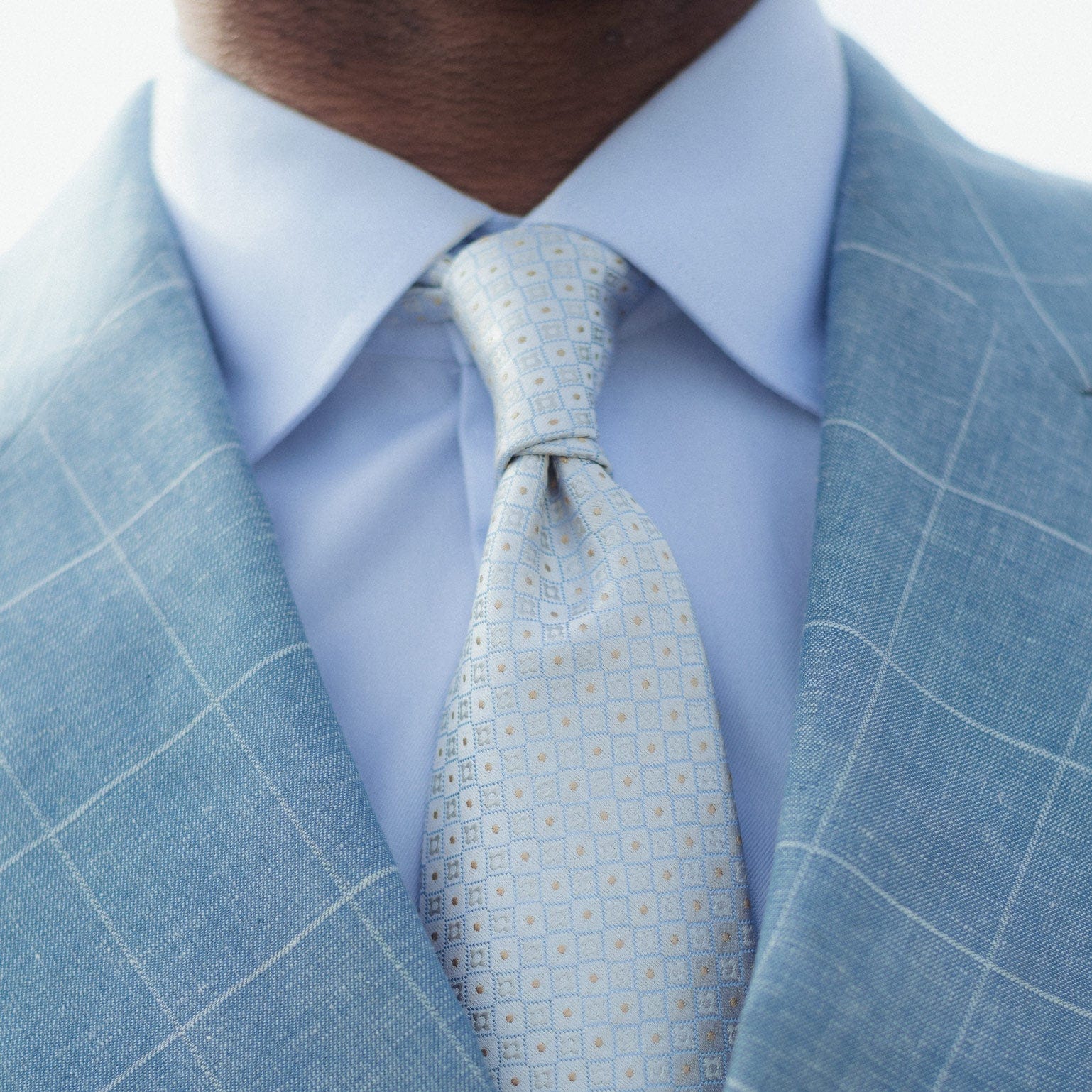 Pale Blue Luxury Designer Silk Tie