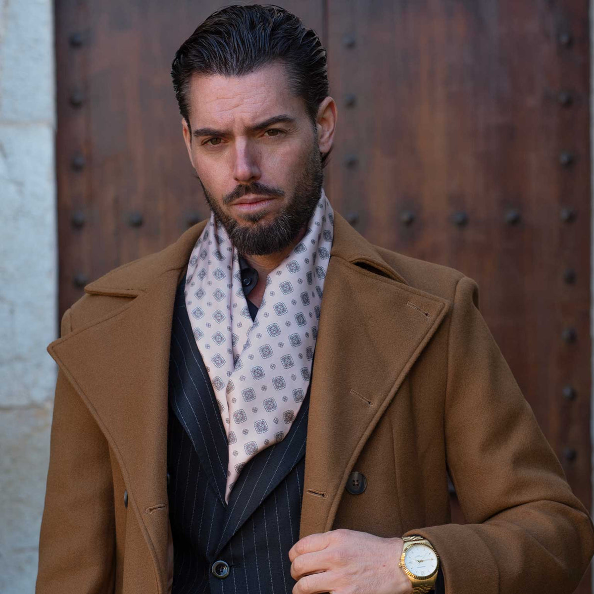 Pink silk scarf for men