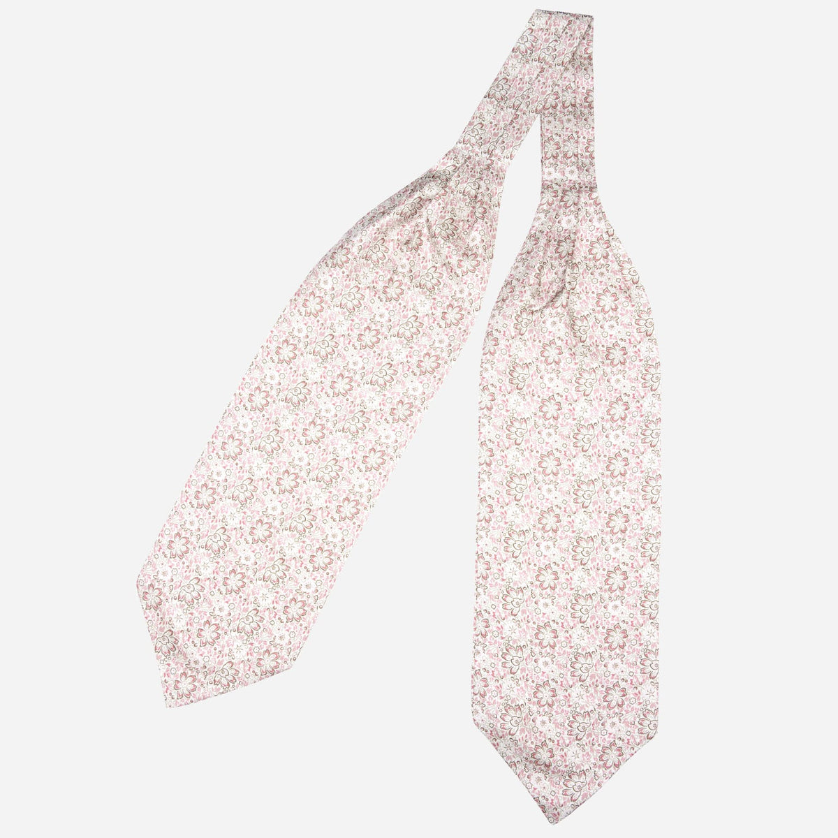 Pink Floral Italian Silk Ascot Tie