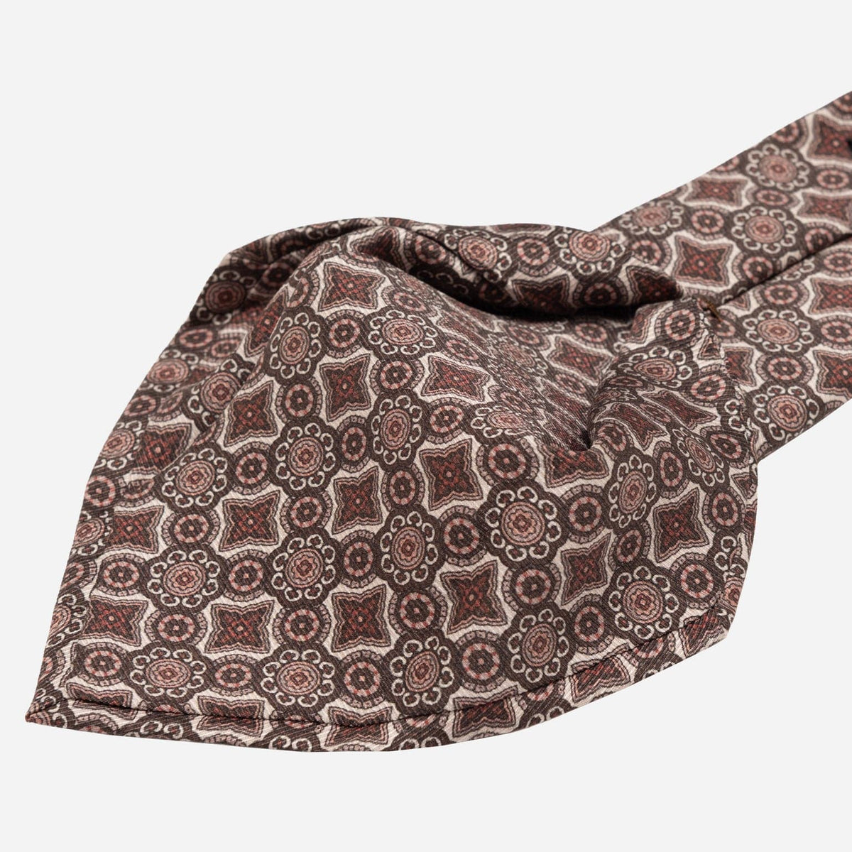 Brown and Blush Italian Madder Silk Tie