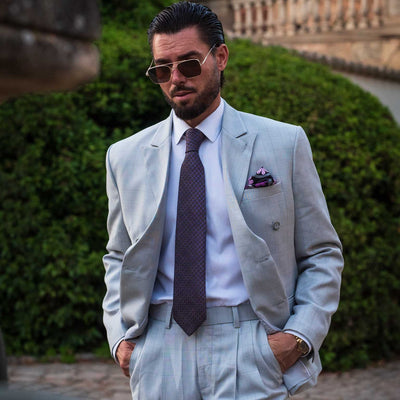 Purple designer silk handmade necktie