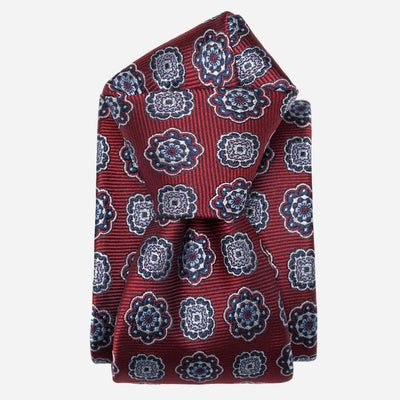 Red Floral Handmade Italian Silk Tie