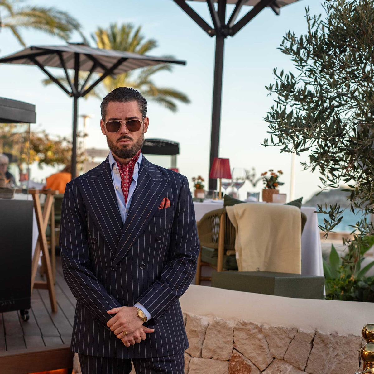 Handmade red silk ascot tie