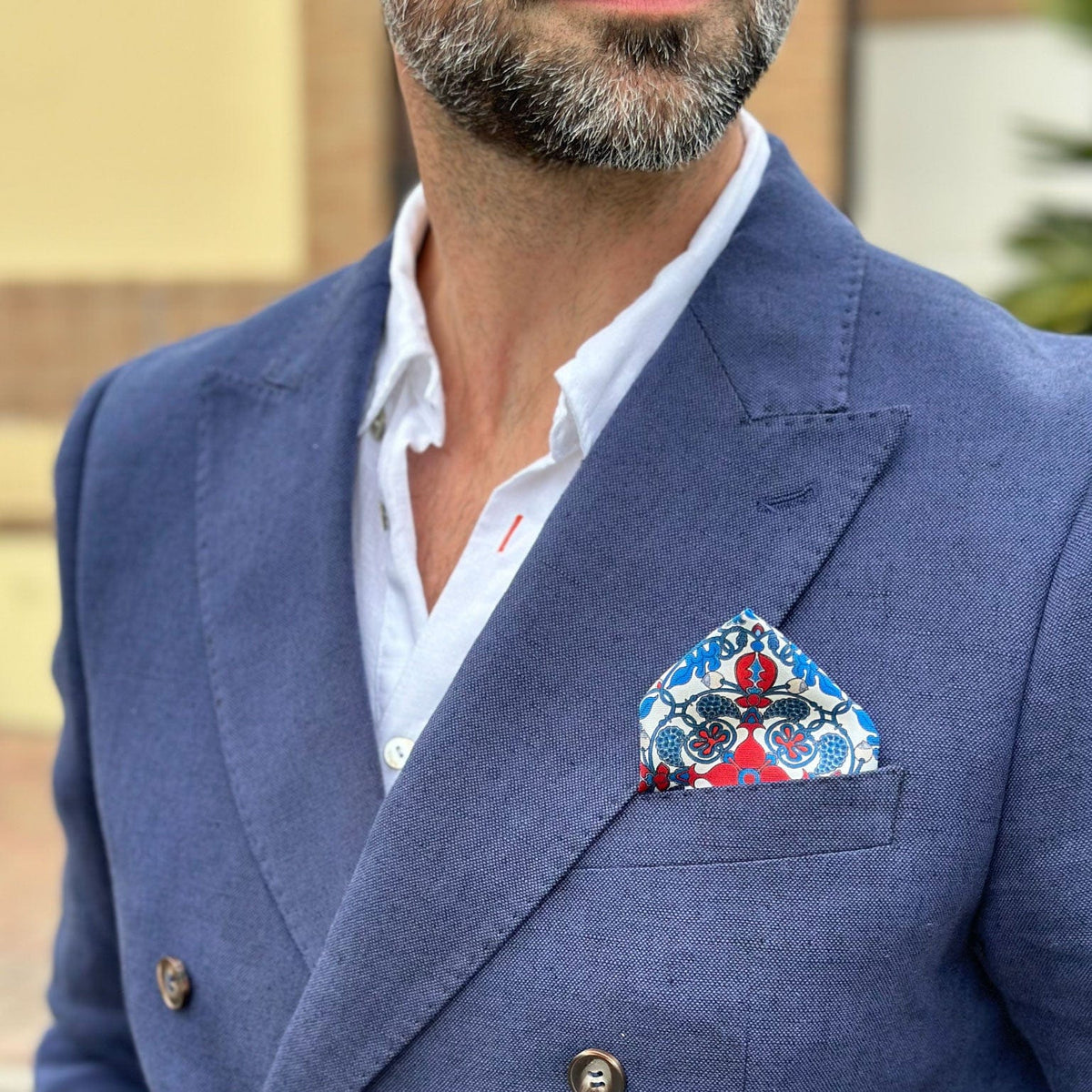 Red White and Blue Silk Italian Pocket Square