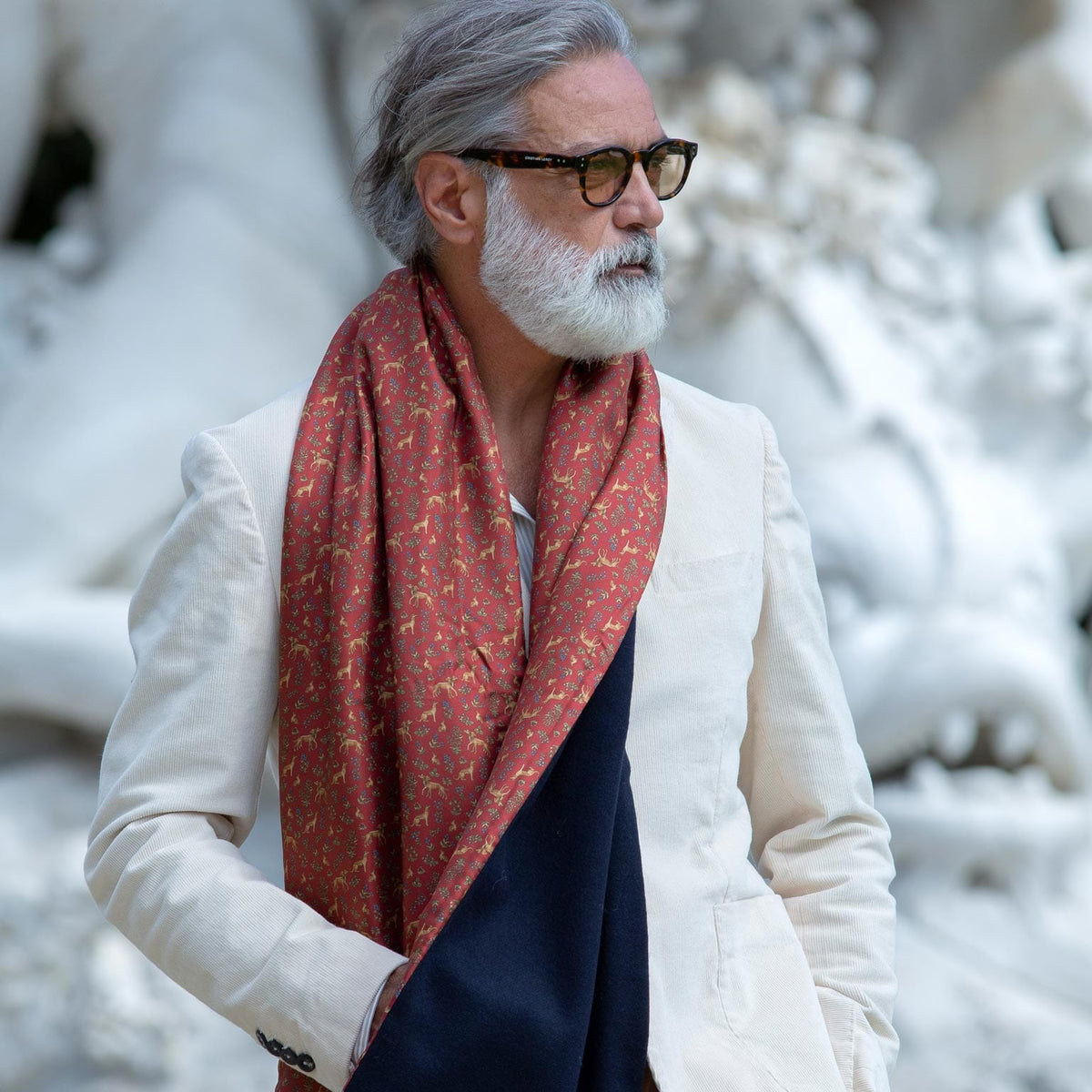 Best Luxury Italian wool silk reversible scarf for men