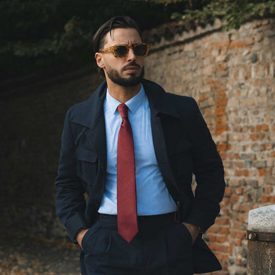 Men's Designer Italian Silk Tie Ruby Red