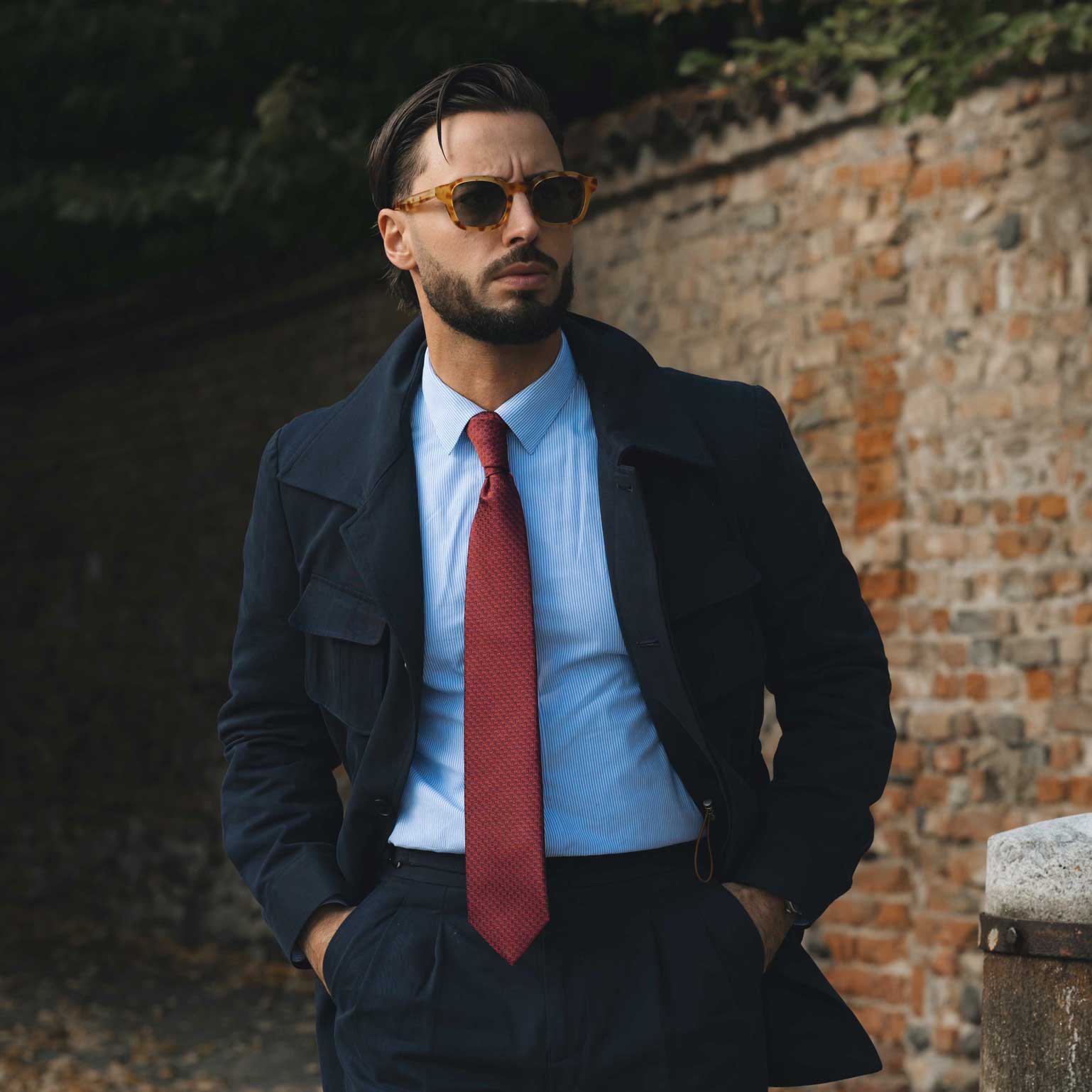 Men's Designer Italian Silk Tie Ruby Red