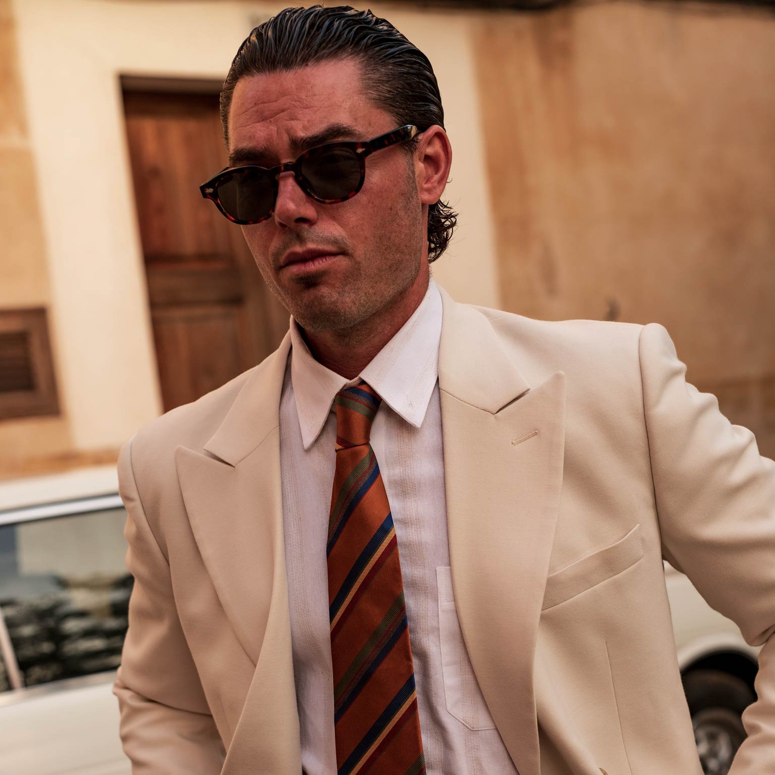 Italian Silk Tie - Burnt Orange Stripes