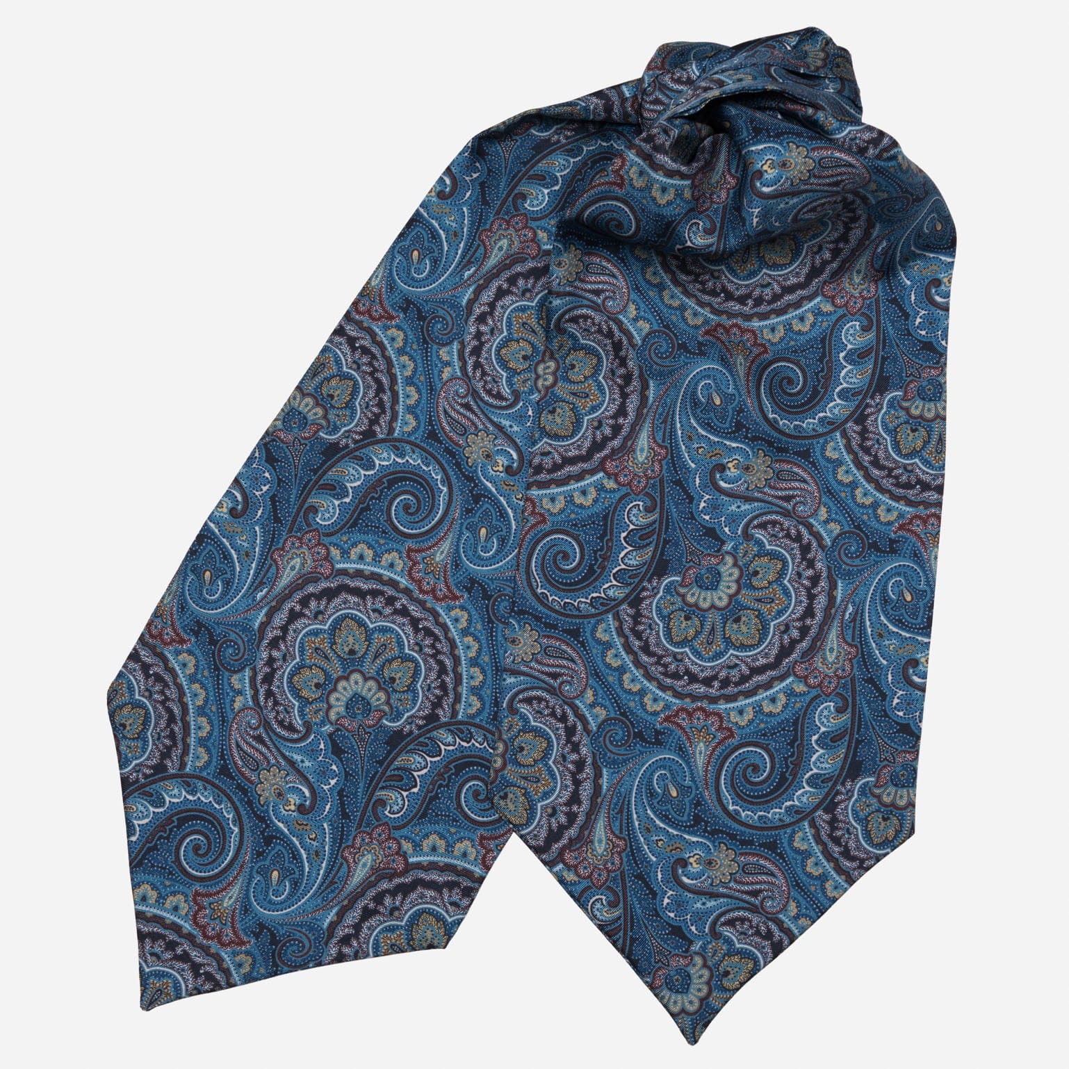 Blue Paisley Italian Silk Ascot Tie Day Cravat