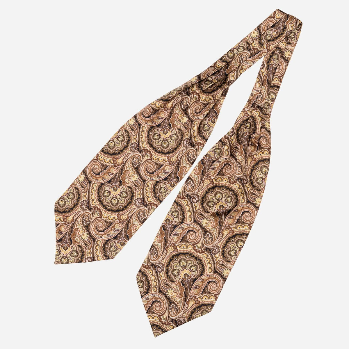 Brown Italian Silk Ascot Tie Day Cravat