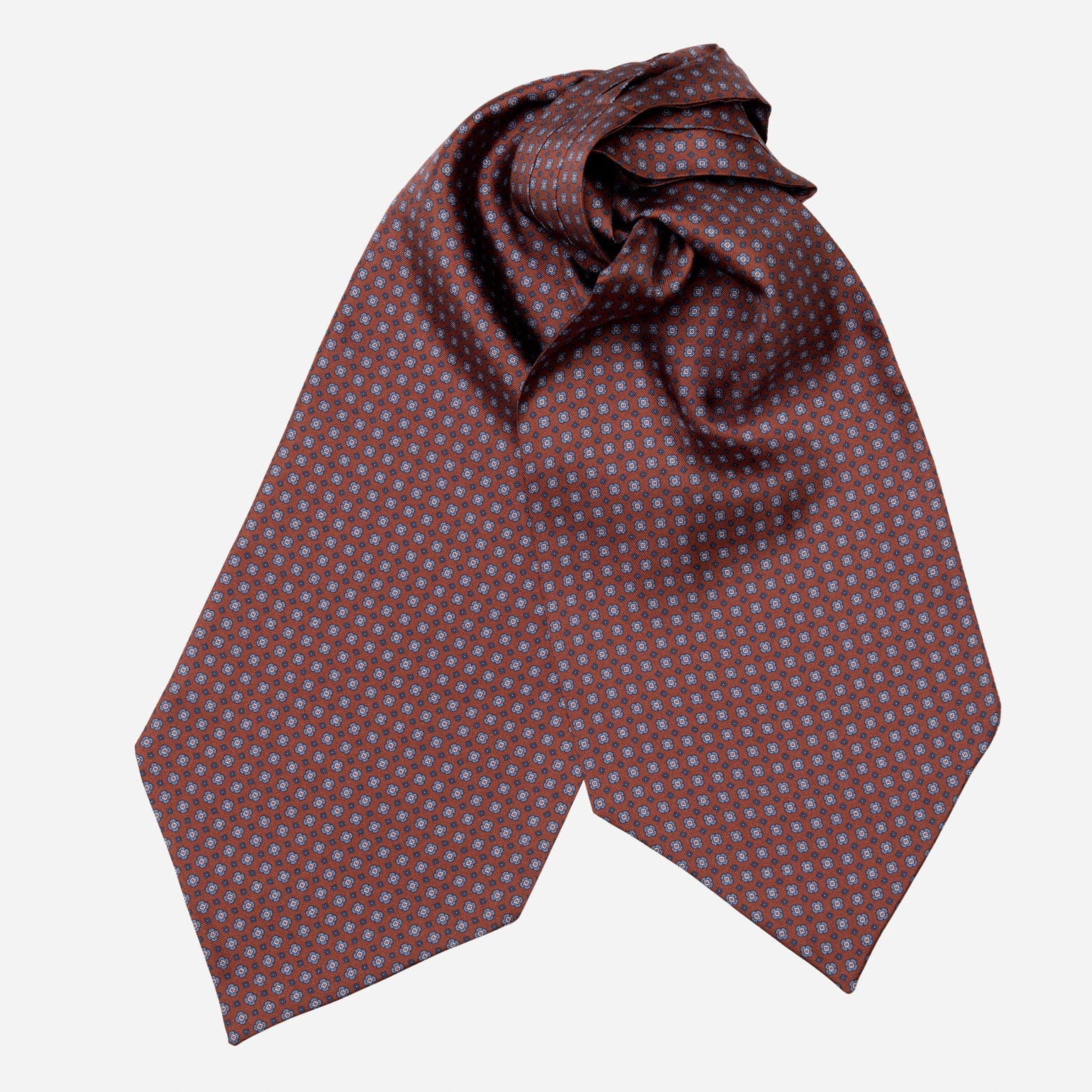 Brown Italian Silk Ascot Tie Day Cravat