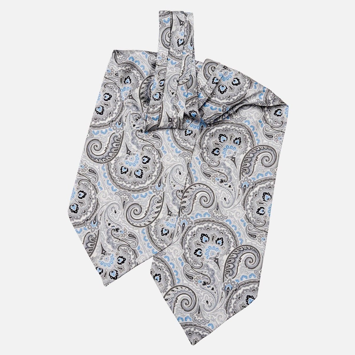 Grey Paisley Italian Silk Ascot Tie Day Cravat