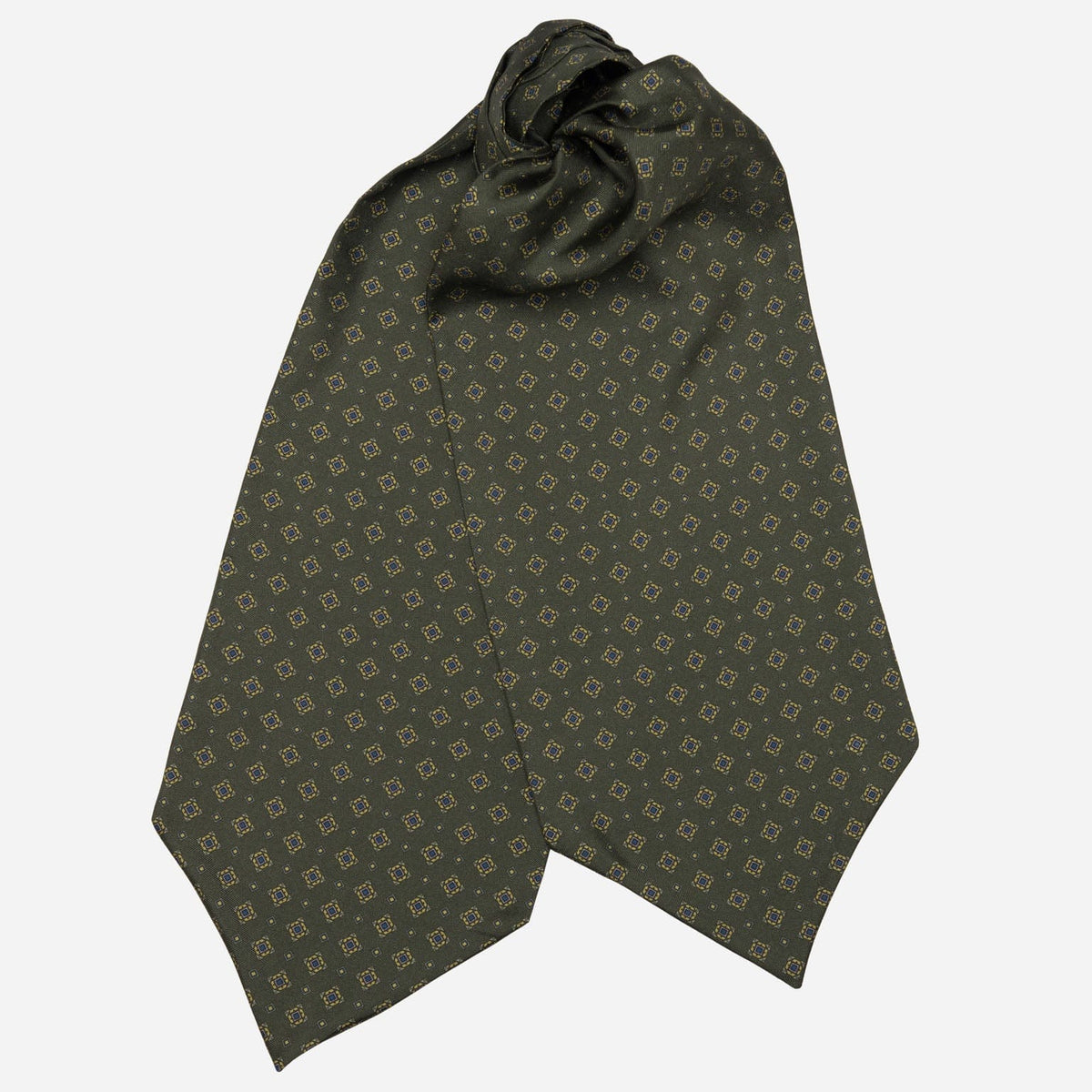 Olive Green Italian Silk Ascot Tie Day Cravat