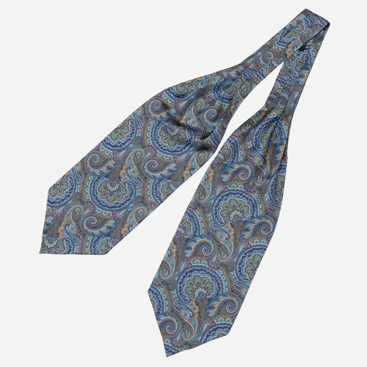 Petrol Blue Paisley Italian Silk Ascot Tie