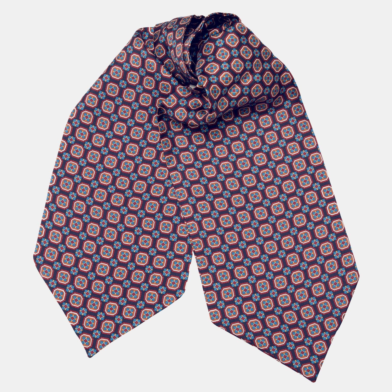 Blue and Navy Italian Silk Ascot Tie