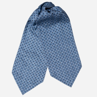 Italian Designer Blue Silk Ascot Tie
