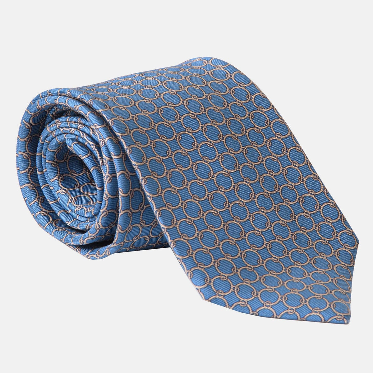 Italian Printed Blue Silk Tie