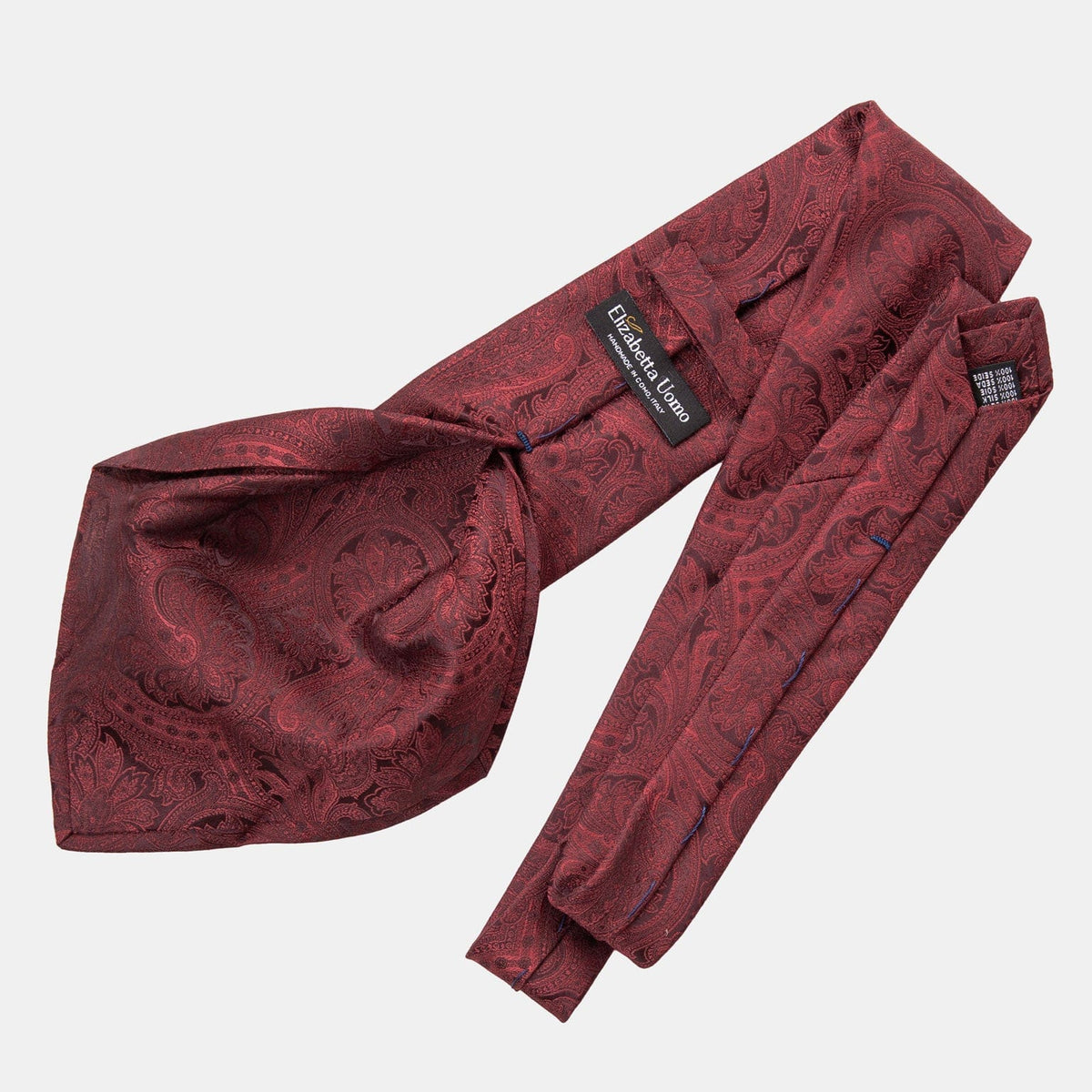 Extra Long Burgundy Paisley Italian Silk Jacquard Tie