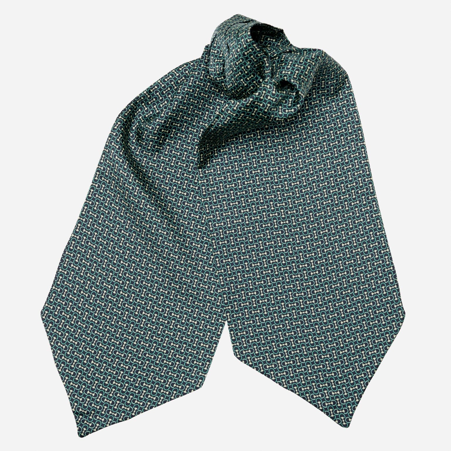 Green and Navy Italian Silk Ascot Tie