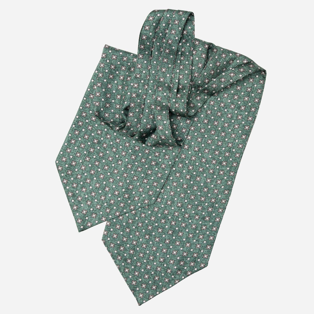 Italian Designer Green Silk Ascot Tie
