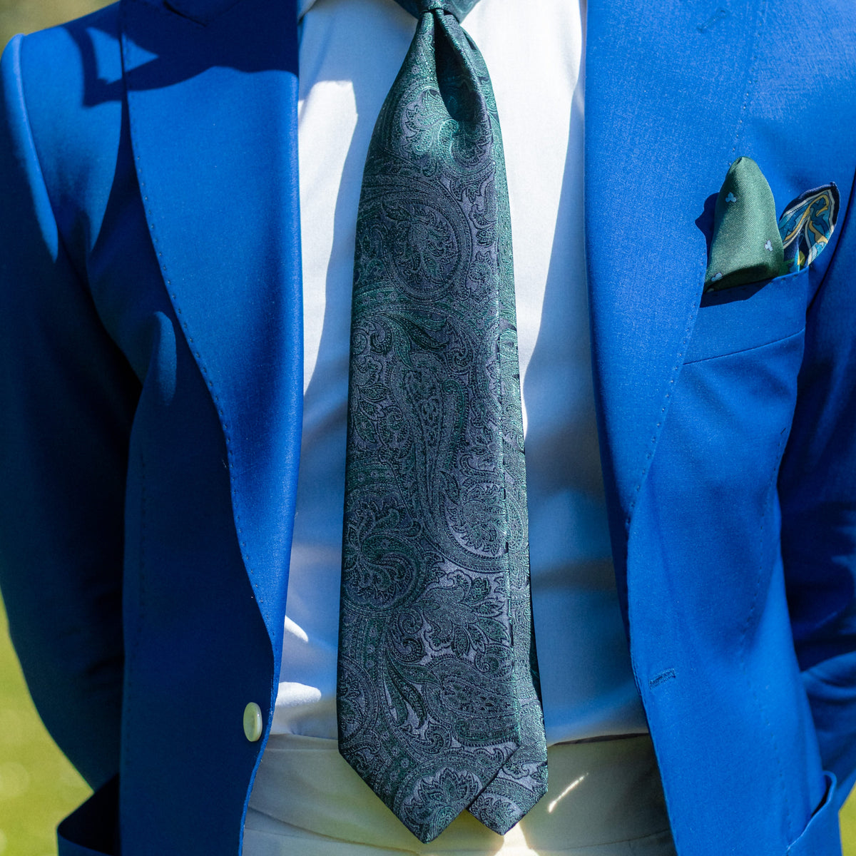 Green Paisley Italian Silk Jacquard Tie