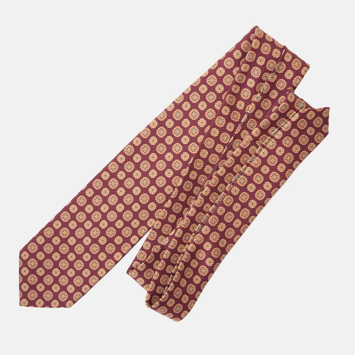 Extra Long Burgundy Medallion Silk Tie - Made in Italy