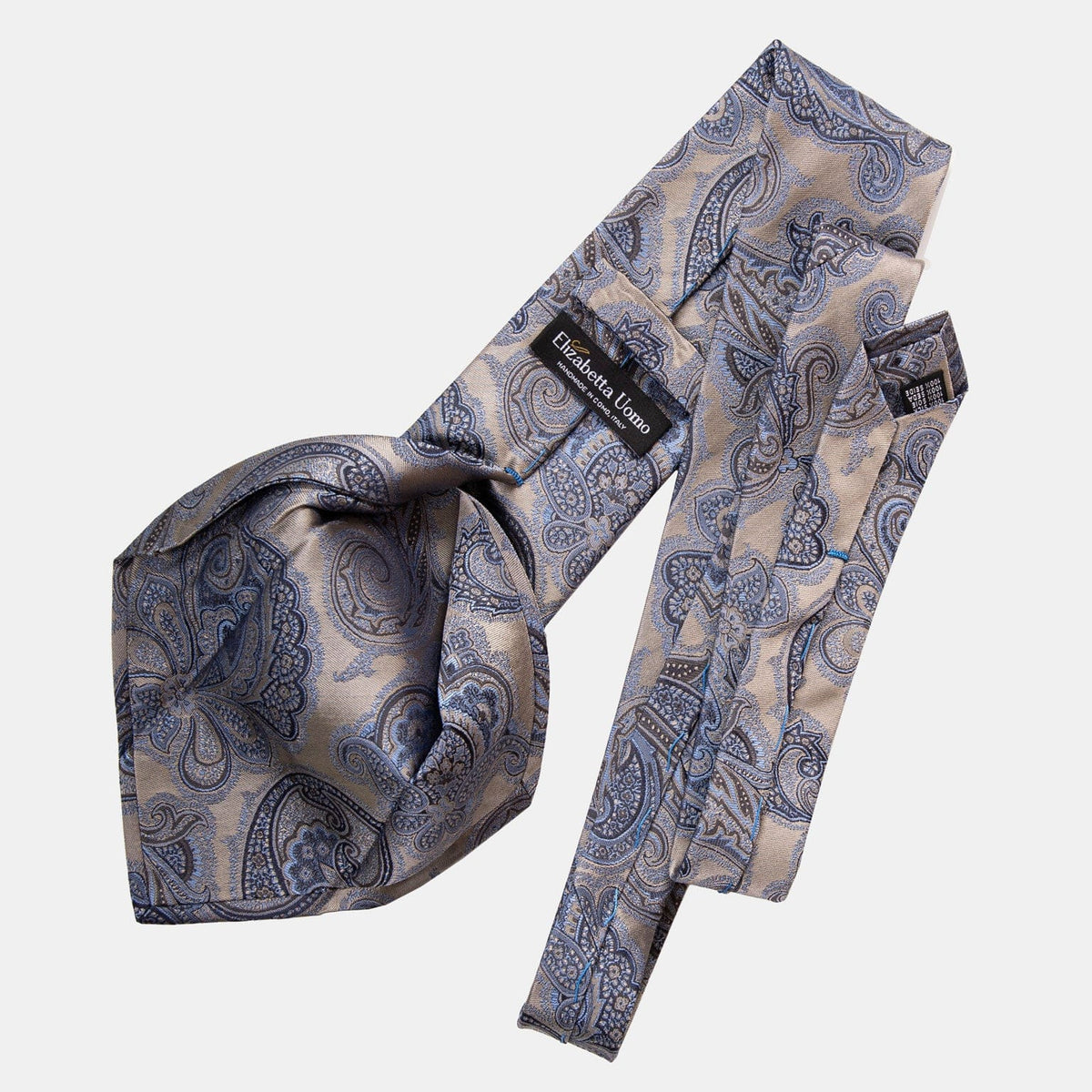 Extra Long Pewter Paisley Italian Silk Jacquard Tie