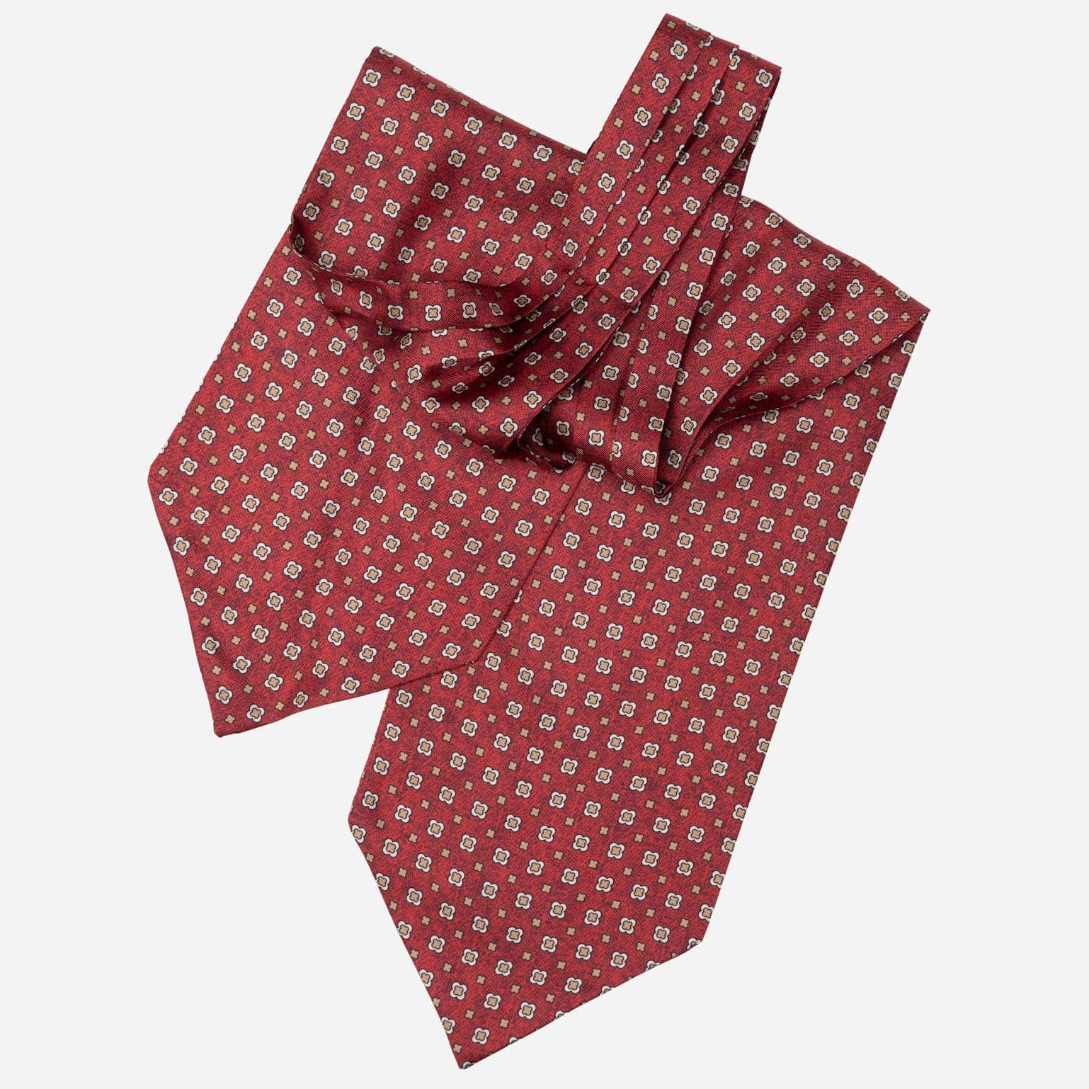 Red Ruffle Ascot Italian Designer Red Silk Ascot Tie
