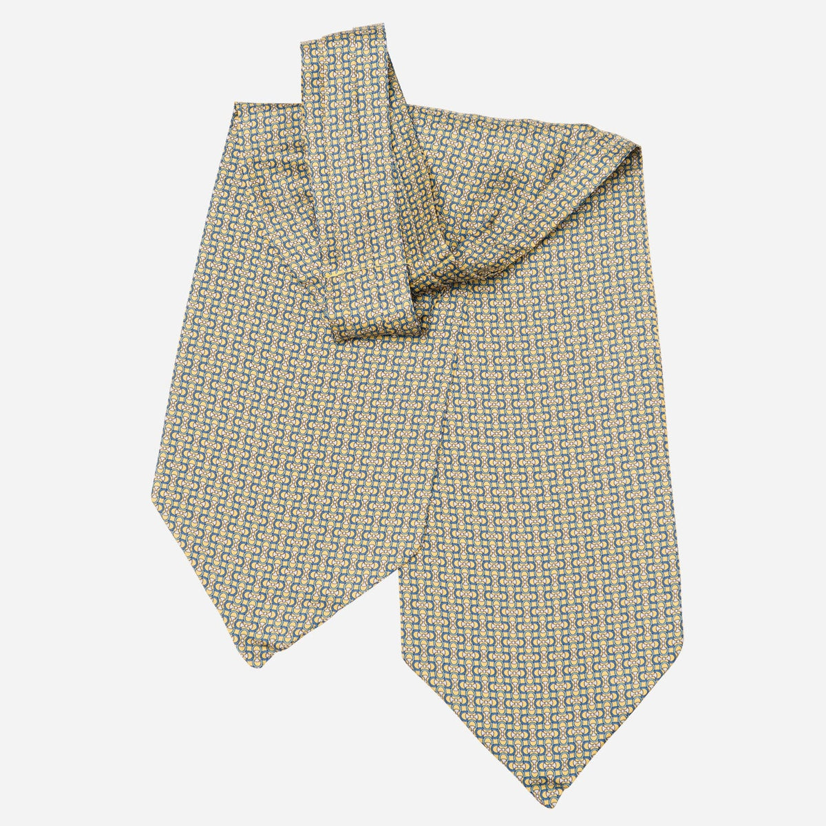 Yellow and Blue Italian Silk Ascot Tie