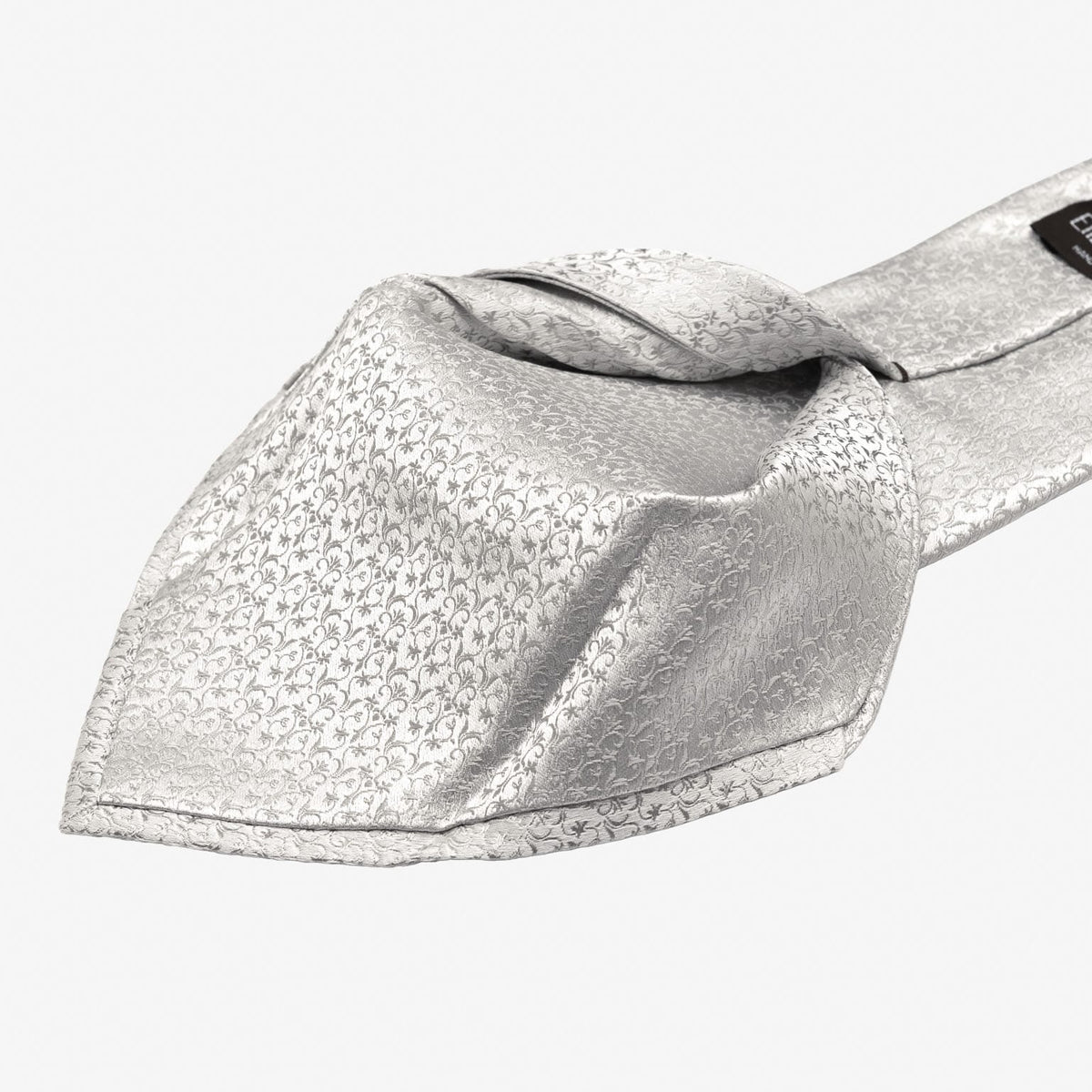 Italian Designer Silver Silk Necktie