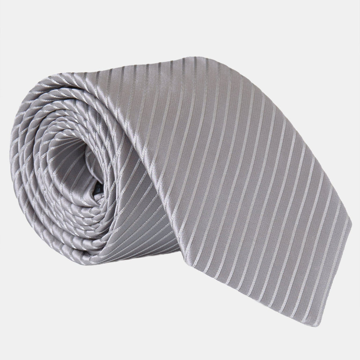 Extra long silver striped silk tie