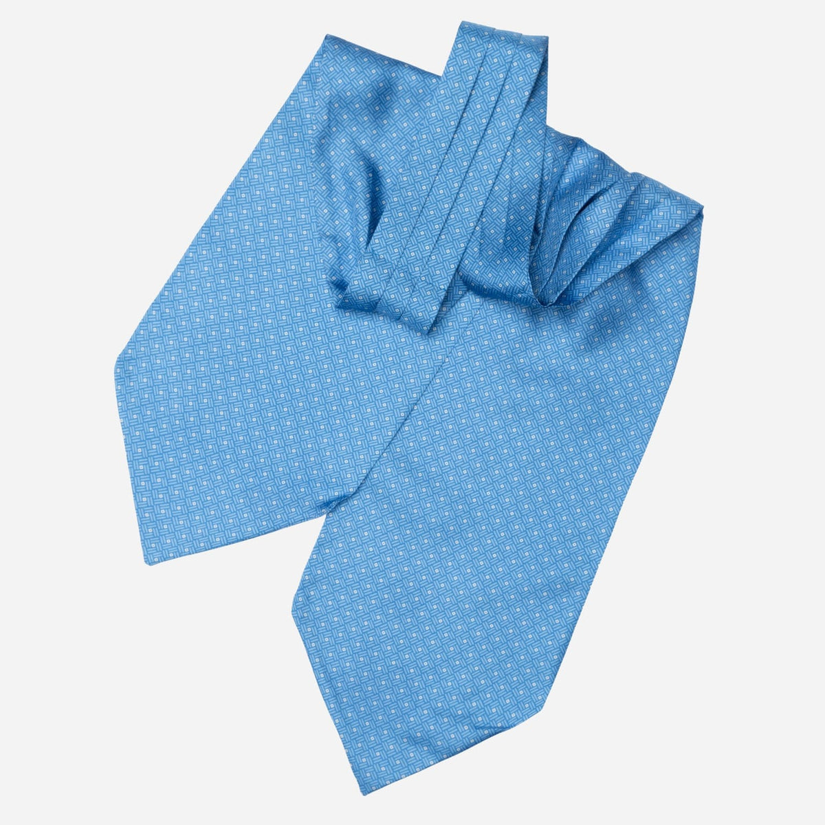 Italian Sky Blue Patterned Silk Ascot Tie