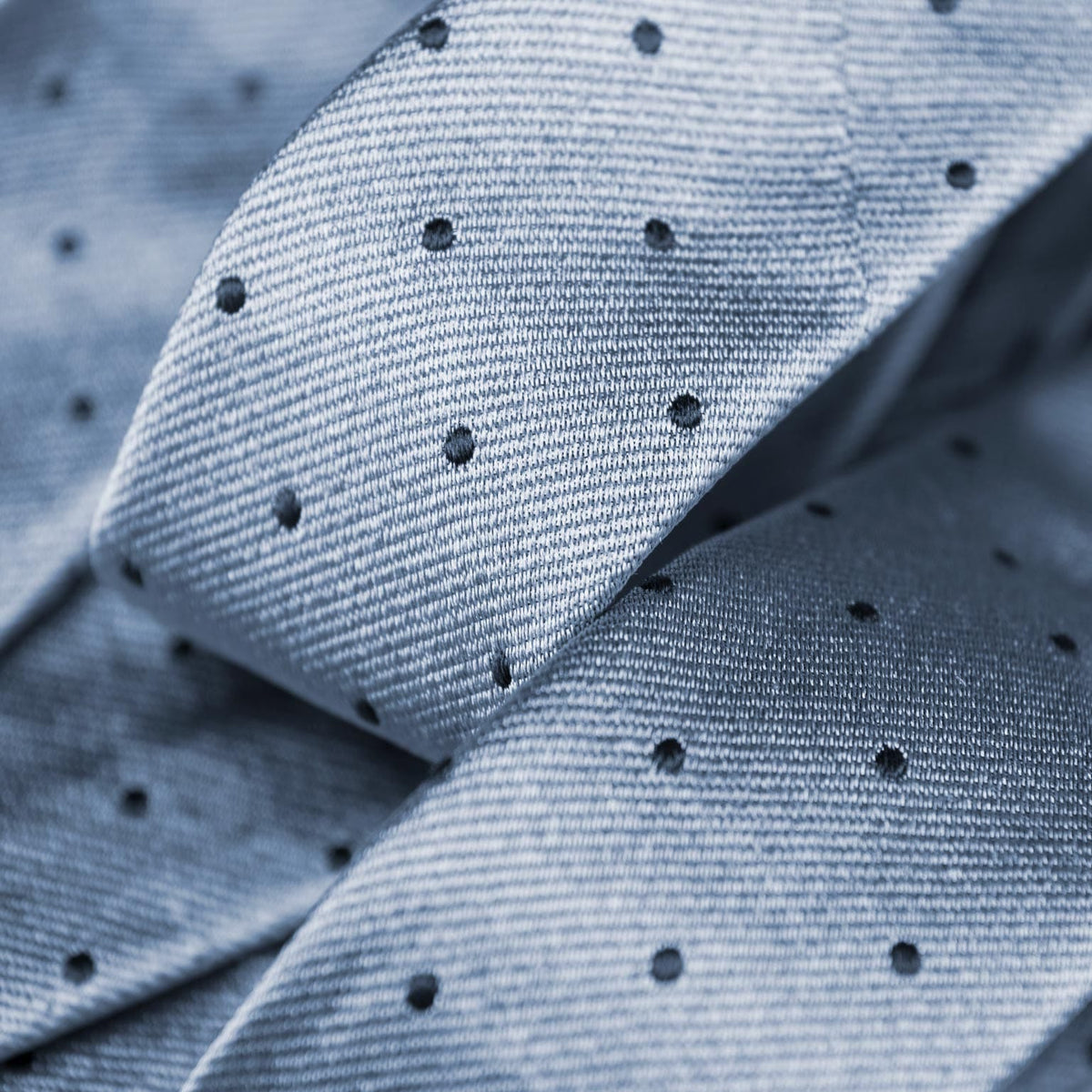 Extra Long Sky Blue Italian Silk Tie - Polka Dots