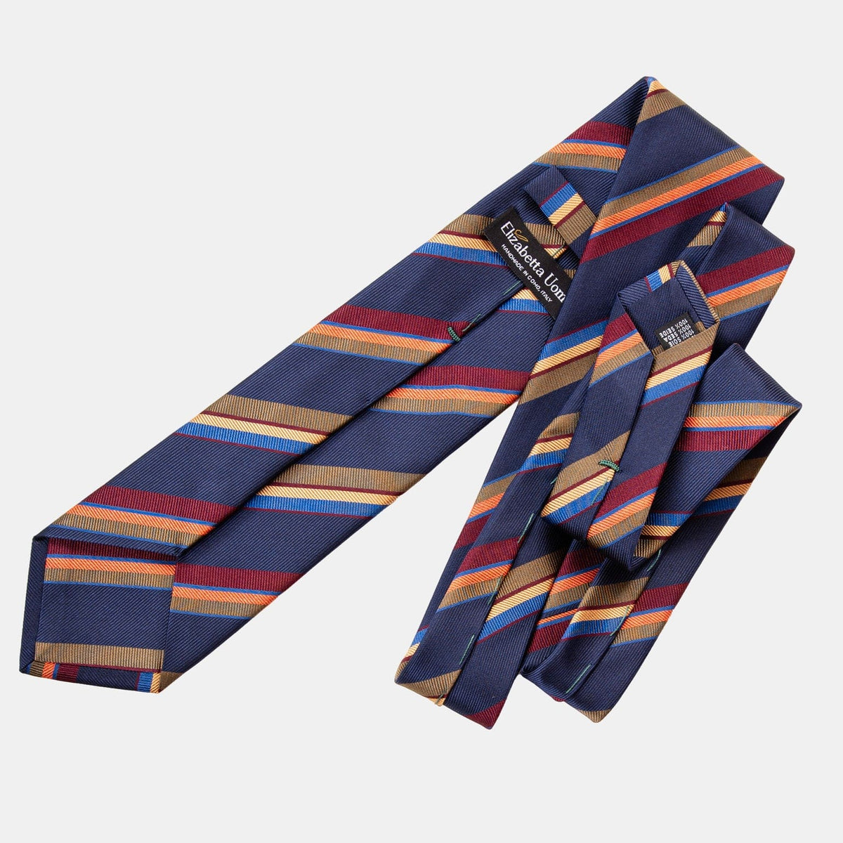 Extra Long Italian Silk Tie - Navy Stripes