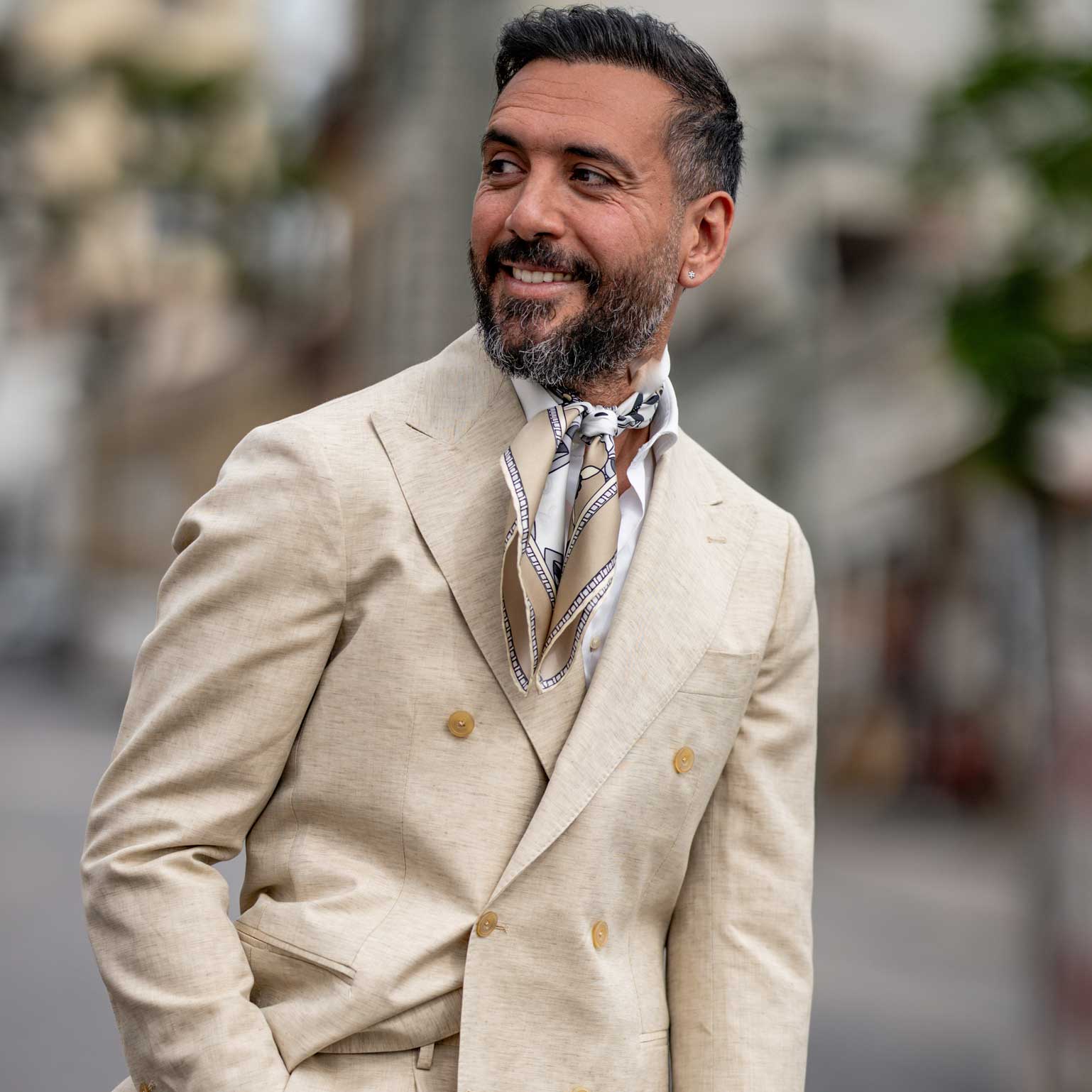 Brown Floral Italian Silk Neckerchief