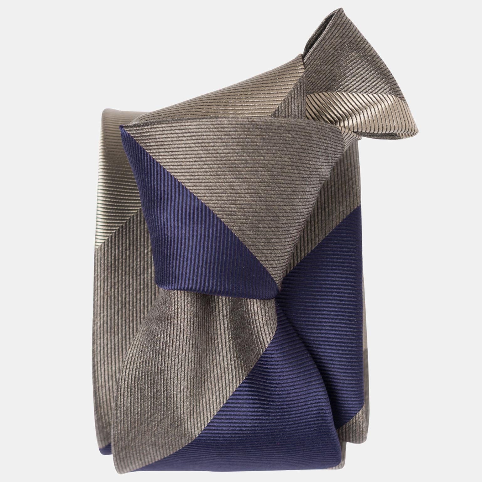 Italian Silk Tie - Taupe Grey Stripes