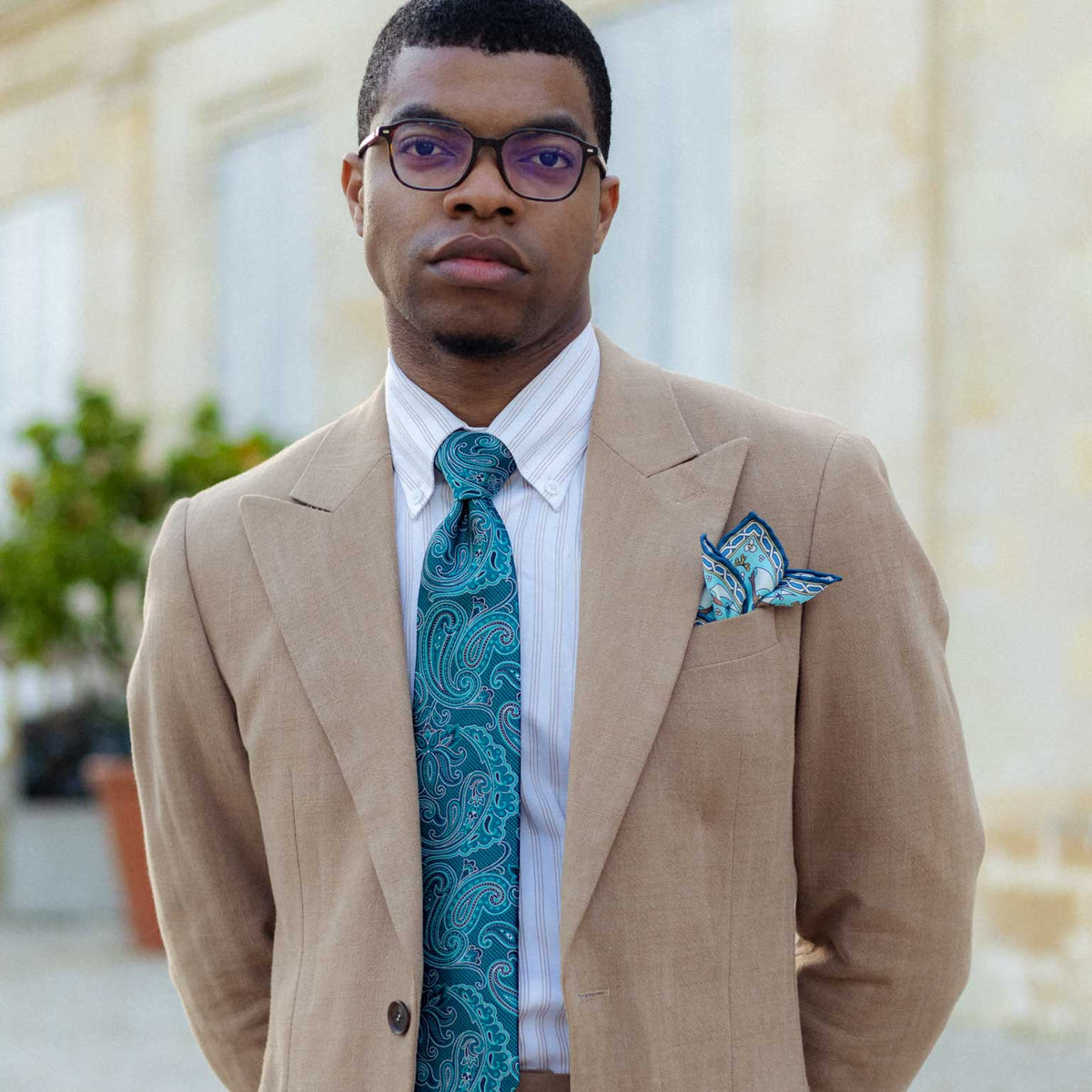 Turquoise Woven Paisley Italian Silk Tie