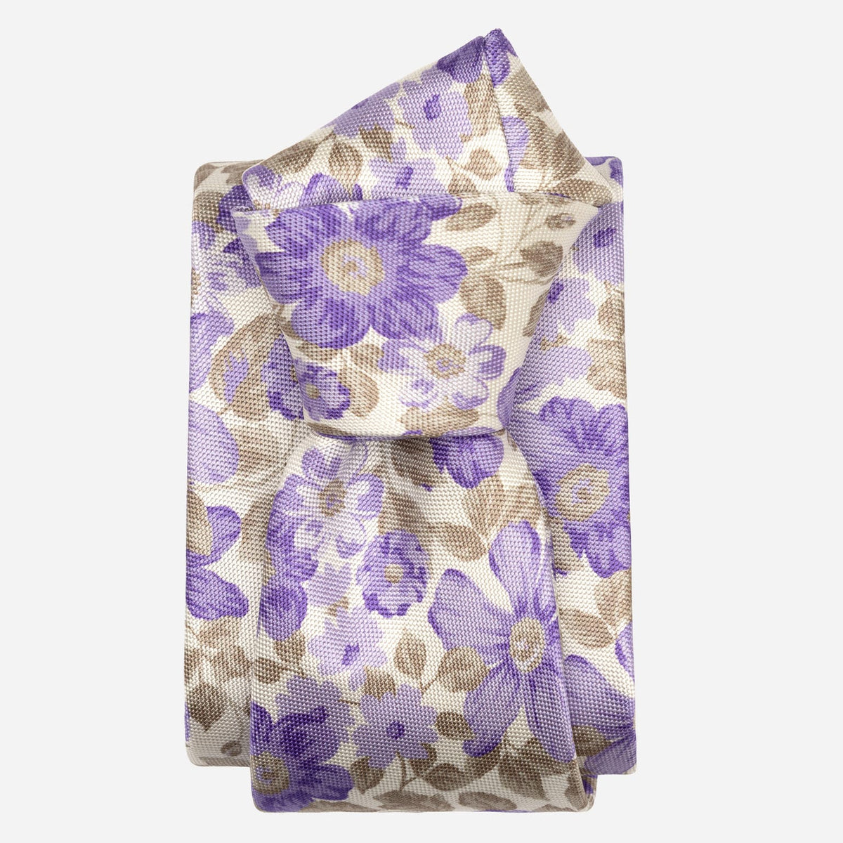 Violet Floral Handmade Italian Silk Tie