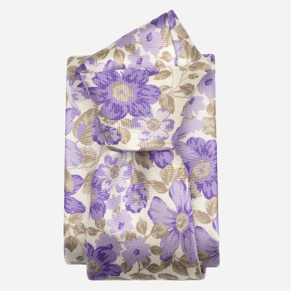 Violet Floral Handmade Italian Silk Tie