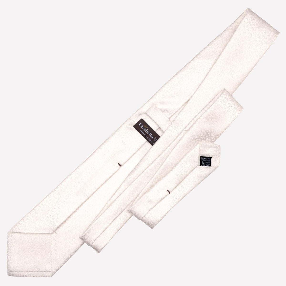 Italian Designer White Silk Necktie