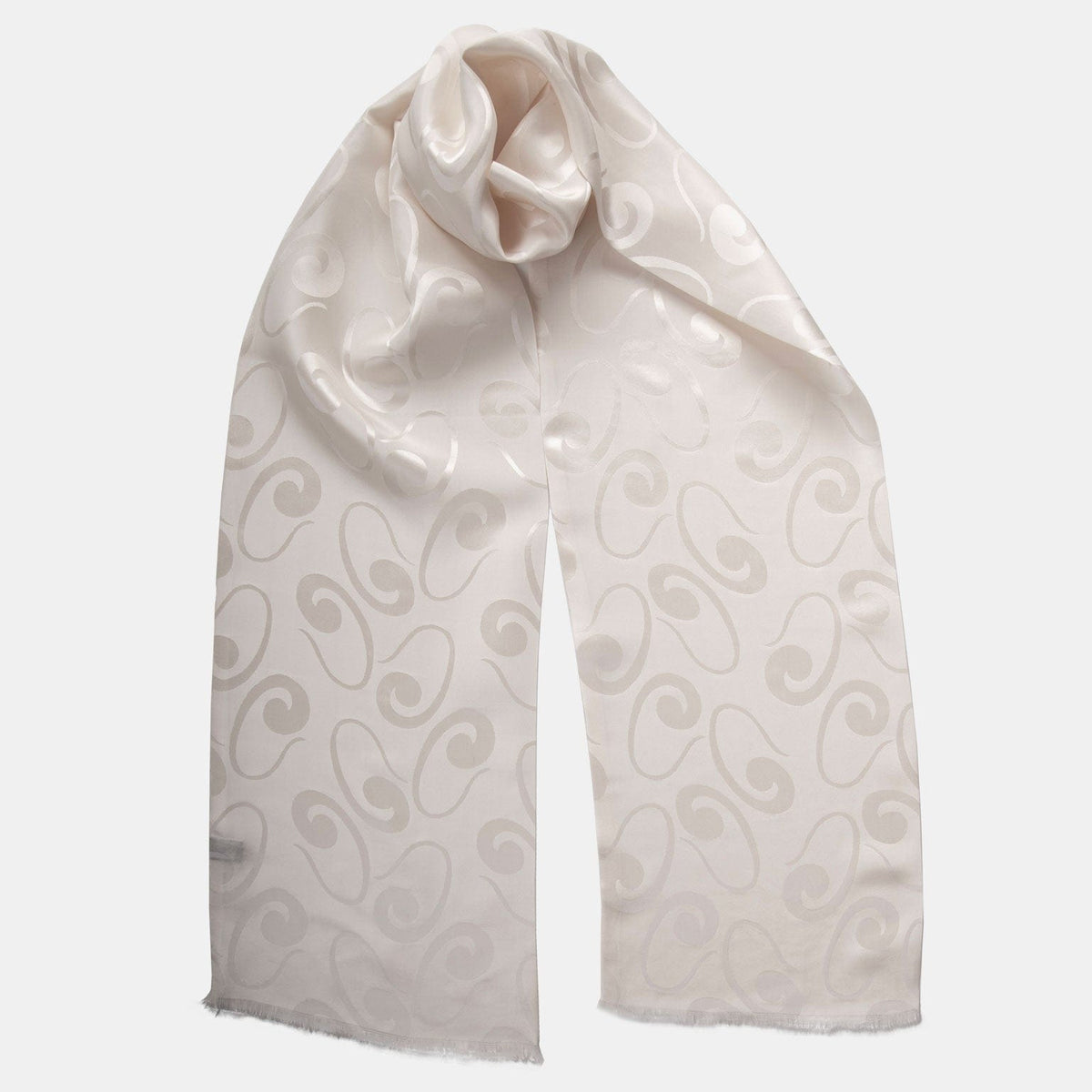 Men&#39;s White Pattern Silk Formal ScarfMen&#39;s White Jacquard Silk Opera Tuxedo Scarf
