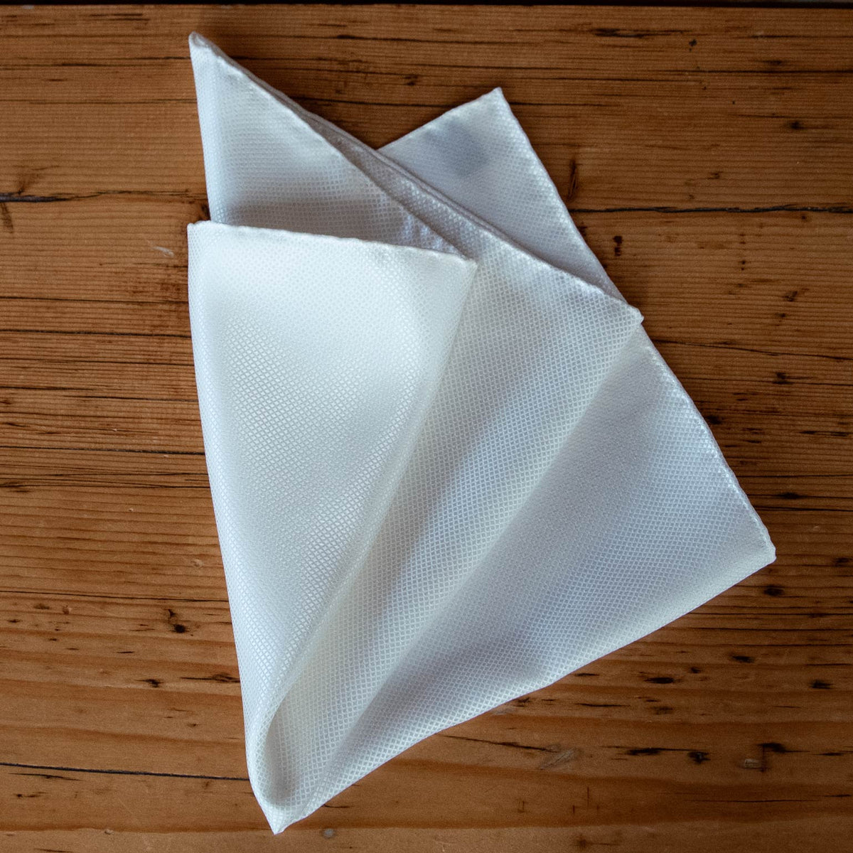 Italian White Silk Pocket Square - Hand Rolled