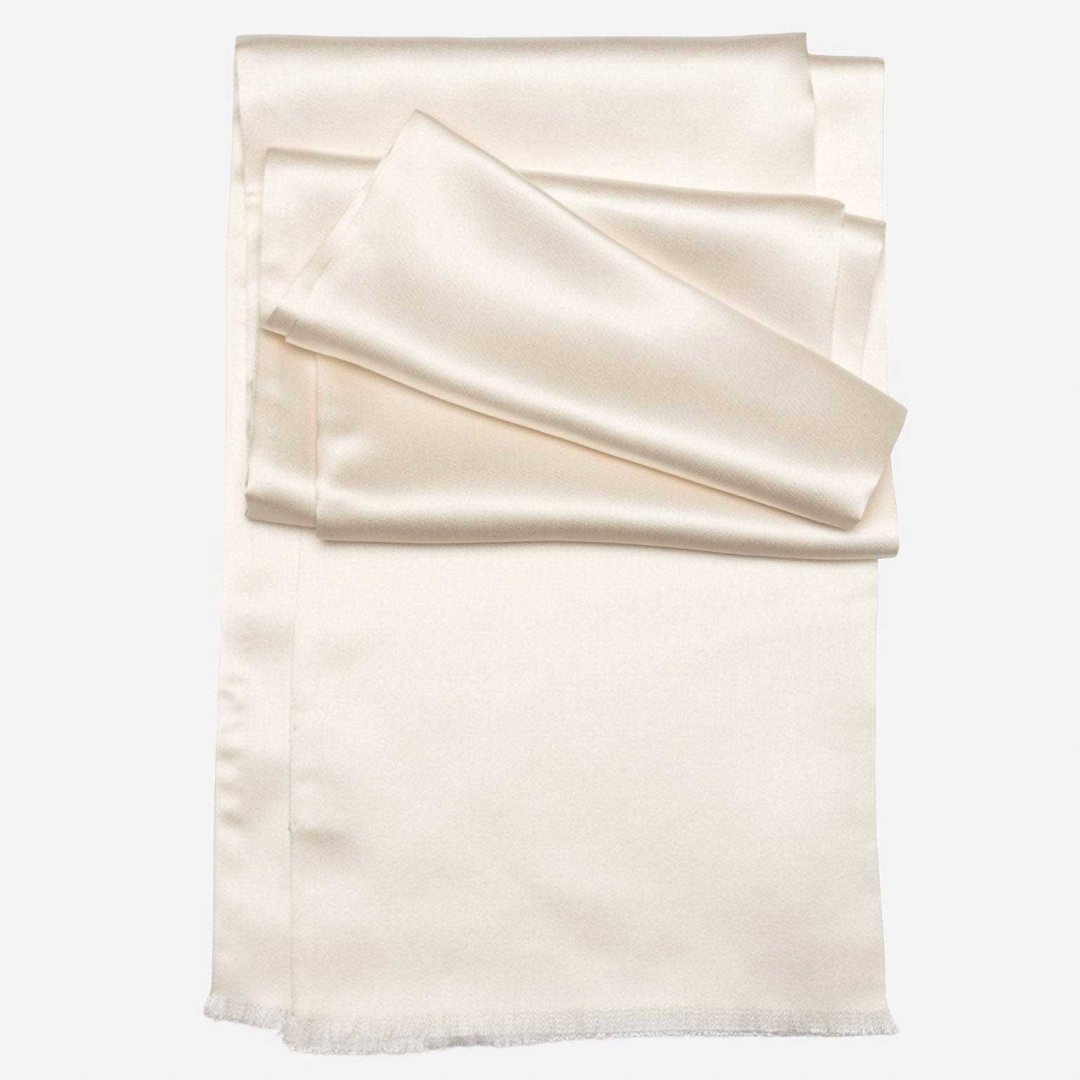 Luxury men's white Italian silk satin opera tuxedo scarf