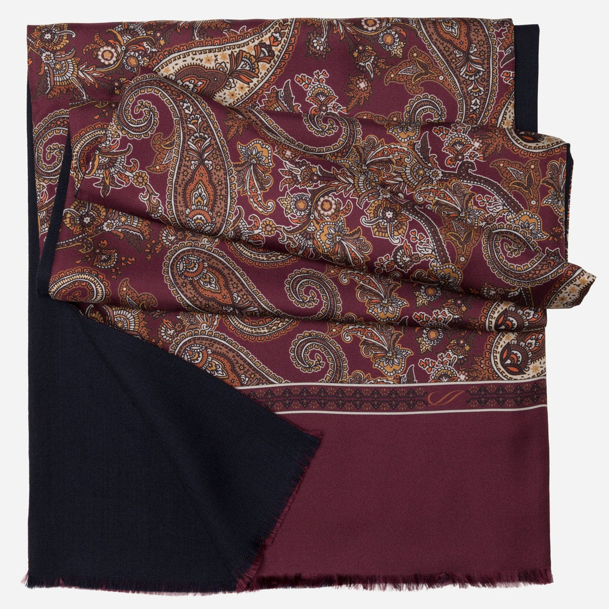 Burgundy Wool Backed Silk Italian Scarf