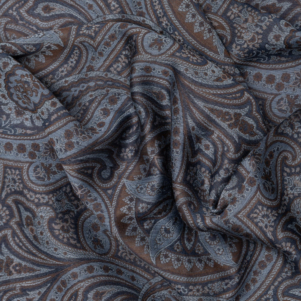 Blue Paisley Italian Wool Silk Scarf