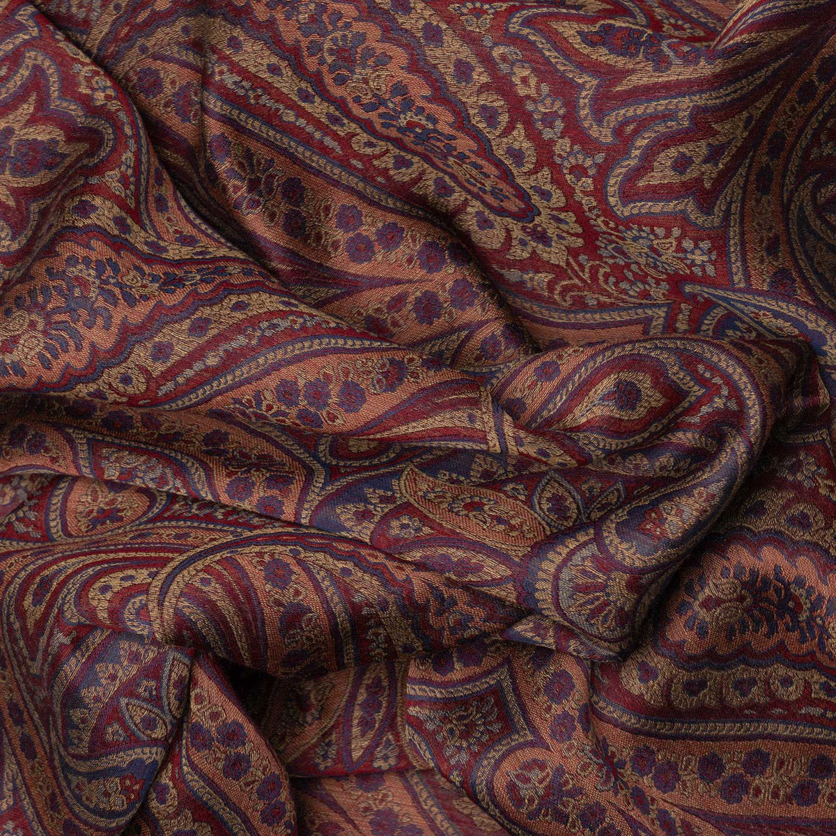 Burgundy Paisley Italian Wool Silk Scarf