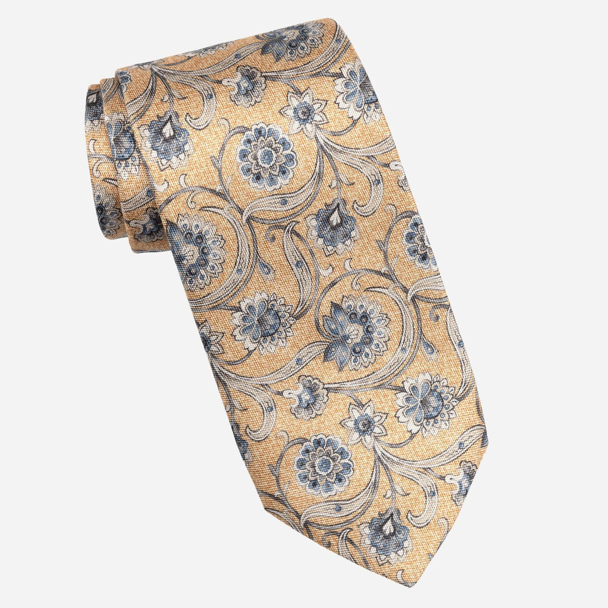 Handmade Italian Silk Tie Yellow Floral