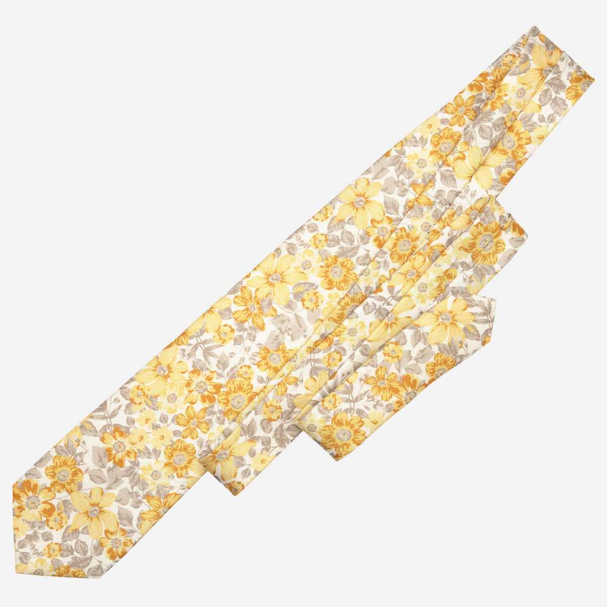 Yellow Floral Handmade Italian Silk Tie 